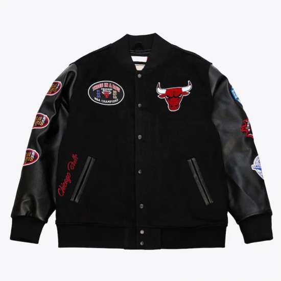 Chicago Bulls Black Out Vintage Logo Varsity Jacket Chicago Bulls Black Out Vintage Logo Varsity Jacket