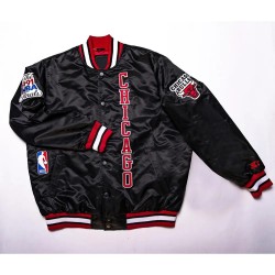 Chicago Bulls Black Satin Jacket