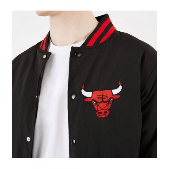 Chicago Bulls Bomber Black Cotton Jacket