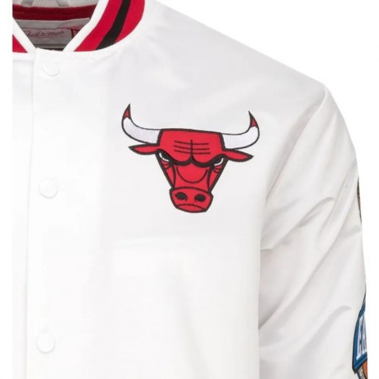Chicago Bulls City Collection White Varsity Satin Jacket