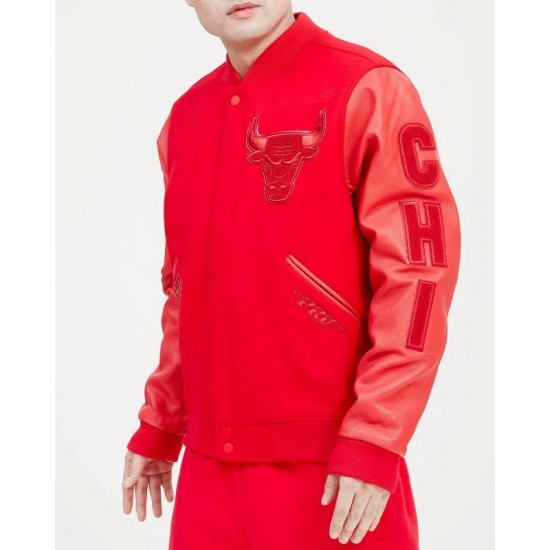 Chicago Bulls Classic Triple Red Wool Varsity Jacket Chicago Bulls Classic Triple Red Wool Varsity Jacket