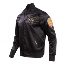 Chicago Bulls Gold Logo Satin Jacket