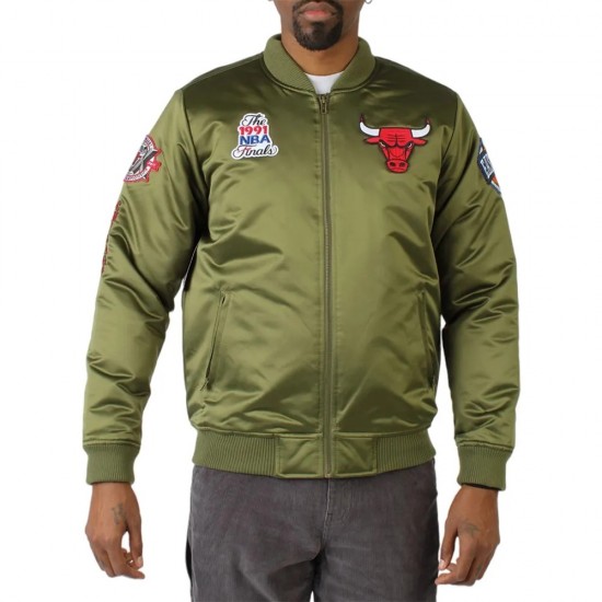 Chicago Bulls Green Satin Flight Jacket Chicago Bulls Green Satin Flight Jacket