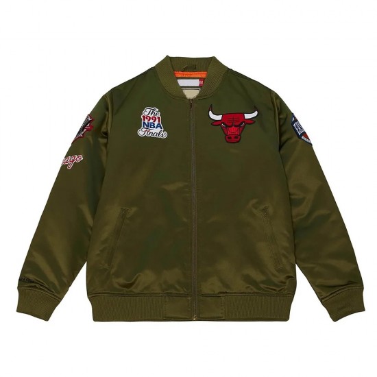 Chicago Bulls Green Satin Flight Jacket Chicago Bulls Green Satin Flight Jacket