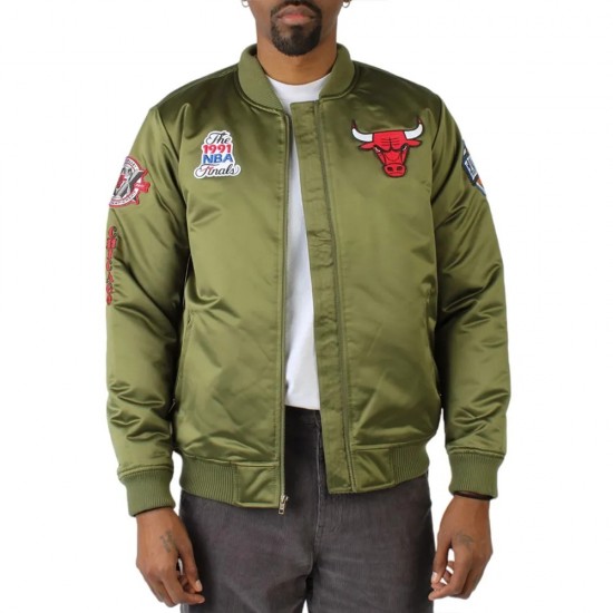 Chicago Bulls Green Satin Flight Jacket Chicago Bulls Green Satin Flight Jacket