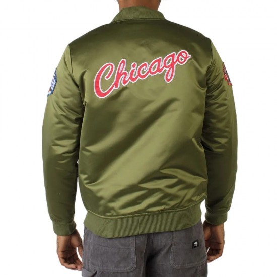 Chicago Bulls Green Satin Flight Jacket Chicago Bulls Green Satin Flight Jacket