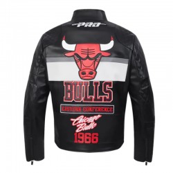 Chicago Bulls Moto Black Leather Jacket
