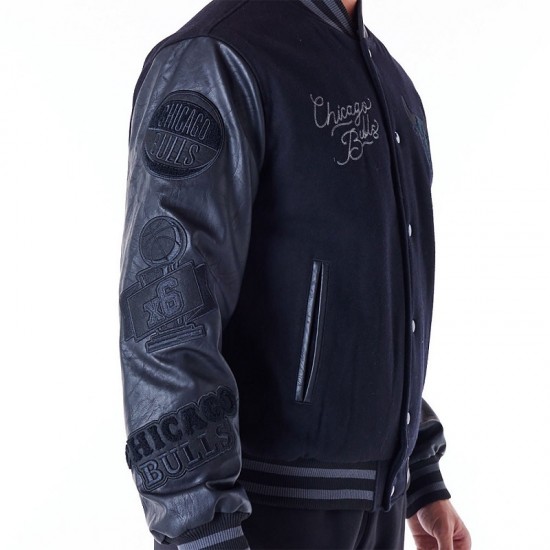 Chicago Bulls NBA Patch Black Varsity Jacket Chicago Bulls NBA Patch Black Varsity Jacket