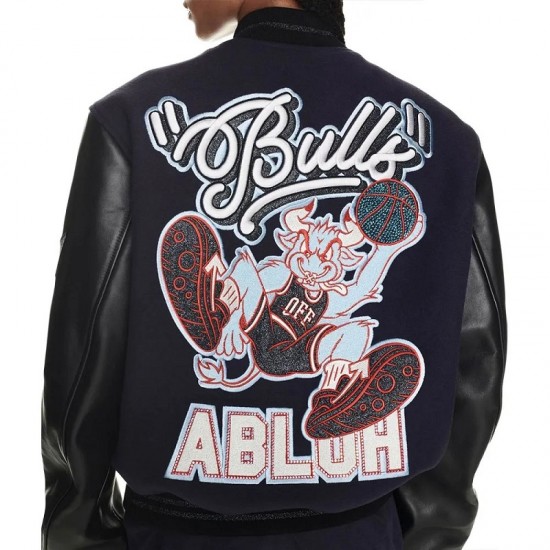 Chicago Bulls Off-White Purple Varsity Jacket Chicago Bulls Off-White Purple Varsity Jacket