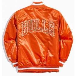 Chicago Bulls Orange Satin Bomber Jacket