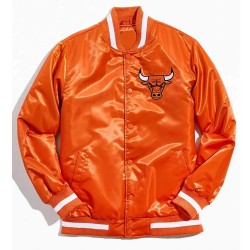 Chicago Bulls Orange Satin Bomber Jacket