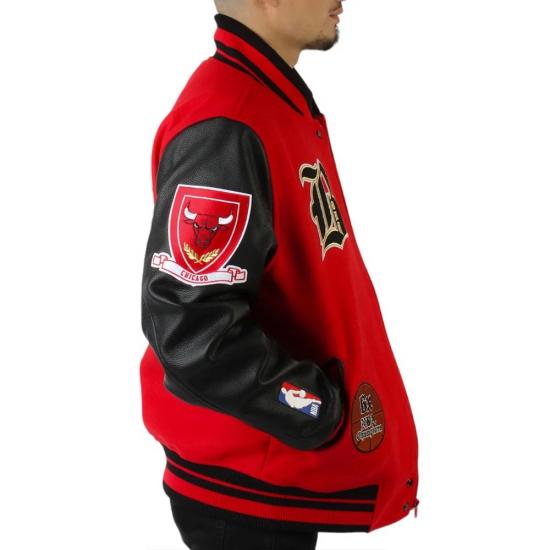 Chicago Bulls Plaid Patches Varsity Jacket Chicago Bulls Plaid Patches Varsity Jacket