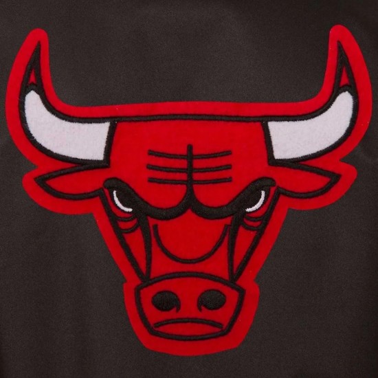 Chicago Bulls Poly Twill Black and Red Jacket