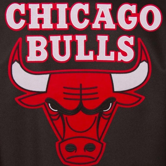 Chicago Bulls Poly Twill Black and Red Jacket