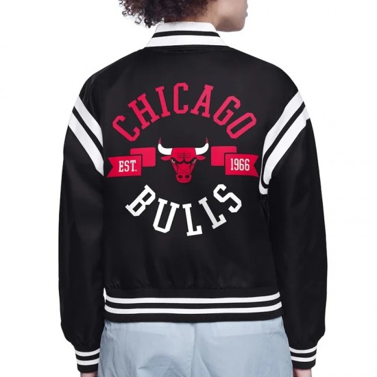 Chicago Bulls Printed Logo Varsity Satin Jacket Chicago Bulls Printed Logo Varsity Satin Jacket