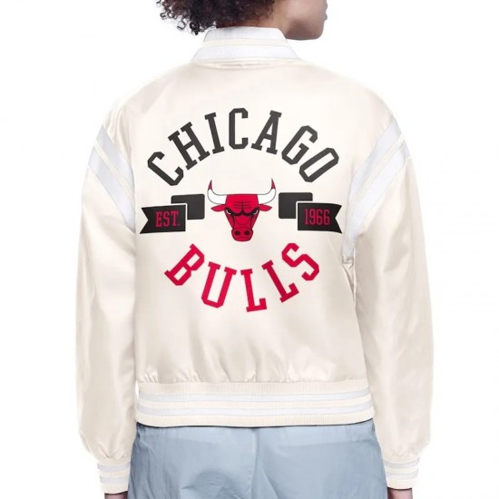 Chicago Bulls Printed Logo Varsity Satin Jacket Chicago Bulls Printed Logo Varsity Satin Jacket