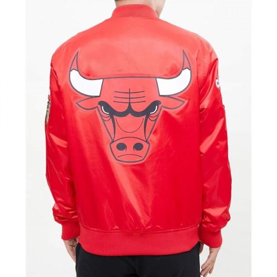 Chicago Bulls Red Big Logo Satin Jacket