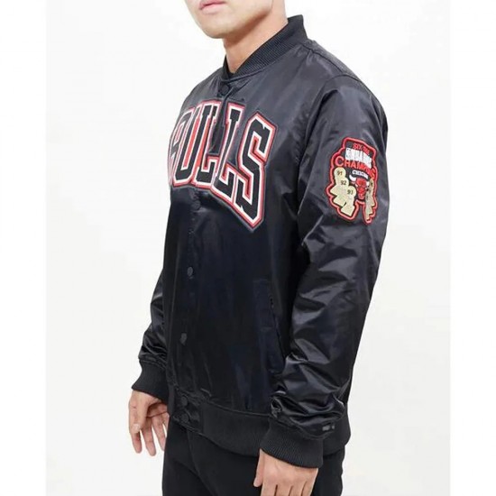 Chicago Bulls Red Big Logo Satin Jacket