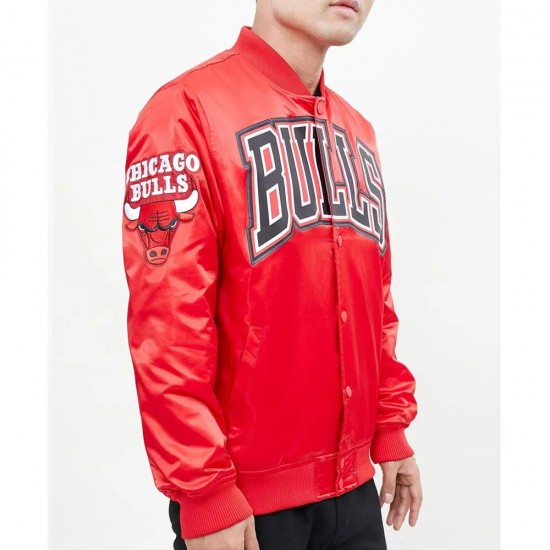 Chicago Bulls Red Big Logo Satin Jacket