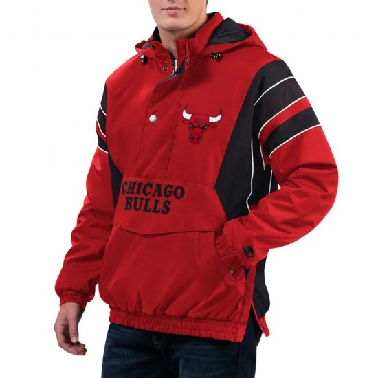 Chicago Bulls Red Home Team Half-Zip Hooded Jacket Chicago Bulls Red Home Team Half-Zip Hooded Jacket