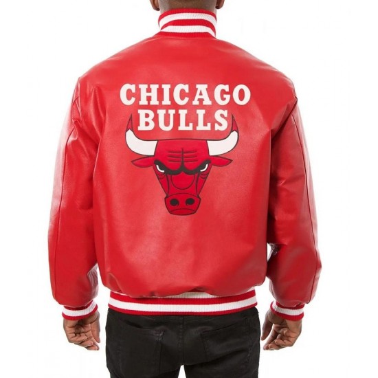 Chicago Bulls Red Leather Varsity Jacket