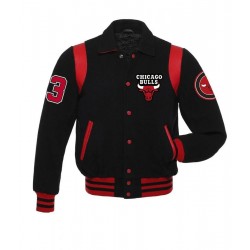 Chicago Bulls Sailor Collar Black Varsity Jacket