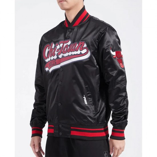 Chicago Bulls Script Tail Satin Jacket