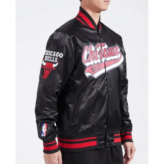 Chicago Bulls Script Tail Satin Jacket