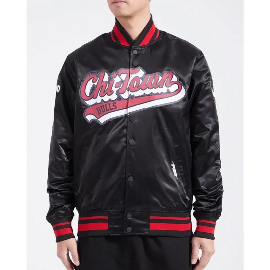 Chicago Bulls Script Tail Satin Jacket