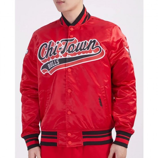 Chicago Bulls Script Tail Satin Jacket