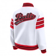 Chicago Bulls Snap Front White Fleece Jacket