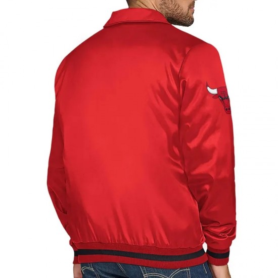 Chicago Bulls Stitch Appliqué Red Satin Jacket