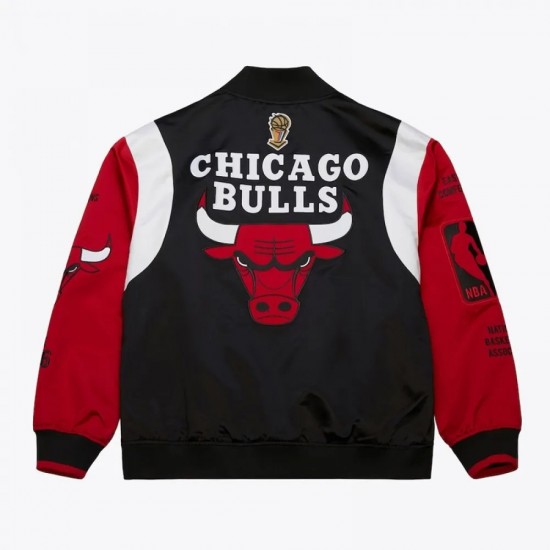 Chicago Bulls Team Origins Black and Red Satin Jacket