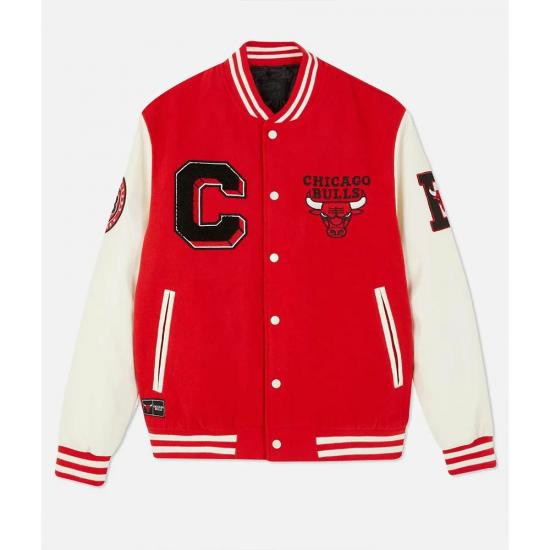Chicago Bulls Varsity Red and Off White Jacket Chicago Bulls Varsity Red and Off White Jacket