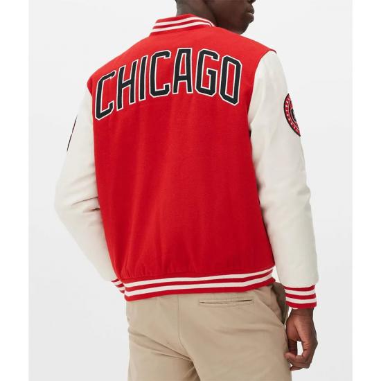 Chicago Bulls Varsity Red and Off White Jacket Chicago Bulls Varsity Red and Off White Jacket