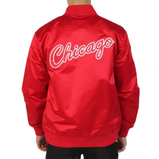 Chicago Bulls Vintage Logo Red Lightweight Satin Jacket
