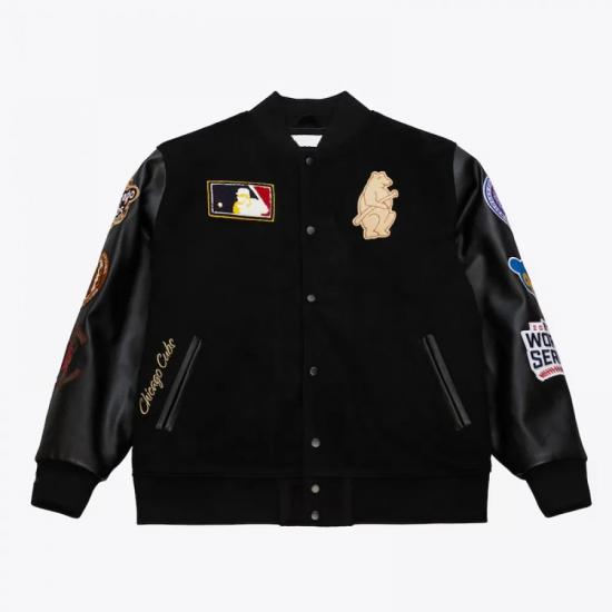 Chicago Cubs Black Out Vintage Logo Varsity Jacket Chicago Cubs Black Out Vintage Logo Varsity Jacket