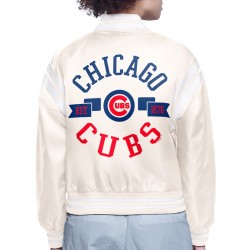 Chicago Cubs Printed Logo Varsity Satin Jacket 