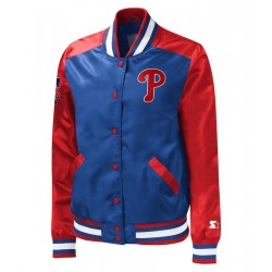 Chicago Cubs The Ace Varsity Full-Snap Royal Blue Satin Jacket