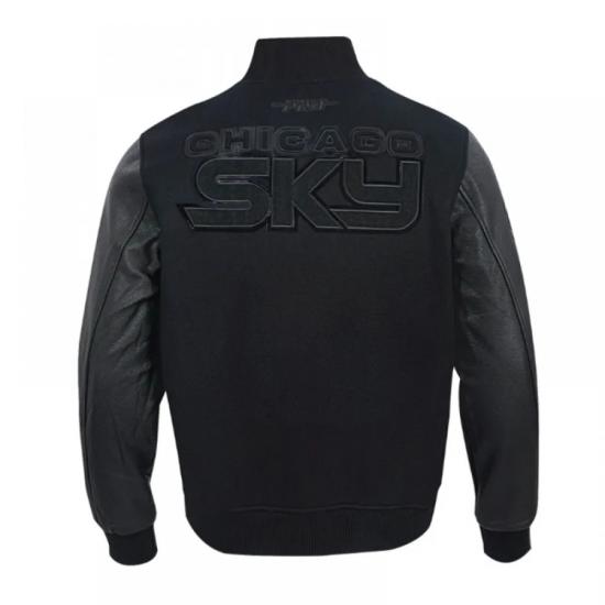 Chicago Sky Triple Black Varsity Jacket Chicago Sky Triple Black Varsity Jacket