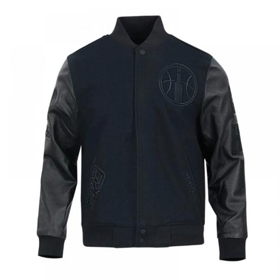 Chicago Sky Triple Black Varsity Jacket Chicago Sky Triple Black Varsity Jacket