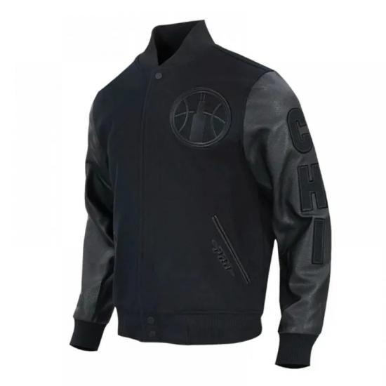 Chicago Sky Triple Black Varsity Jacket Chicago Sky Triple Black Varsity Jacket