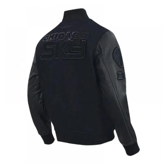 Chicago Sky Triple Black Varsity Jacket Chicago Sky Triple Black Varsity Jacket