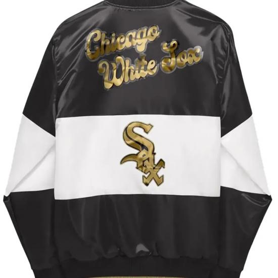 Chicago White Sox Black Satin Varsity Jacket Chicago White Sox Black Satin Varsity Jacket