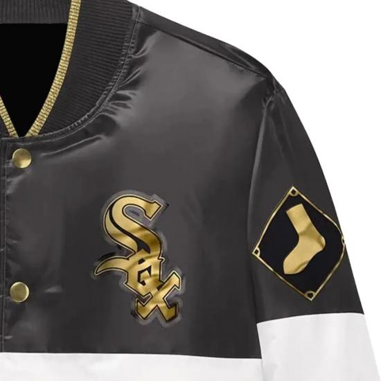 Chicago White Sox Black Satin Varsity Jacket Chicago White Sox Black Satin Varsity Jacket