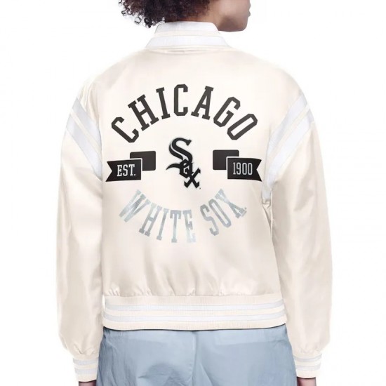 Chicago White Sox Printed Logo Varsity Satin Jacket Chicago White Sox Printed Logo Varsity Satin Jacket