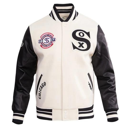 Chicago White Sox Retro Classic Off White Wool Varsity Jacket Chicago White Sox Retro Classic Off White Wool Varsity Jacket