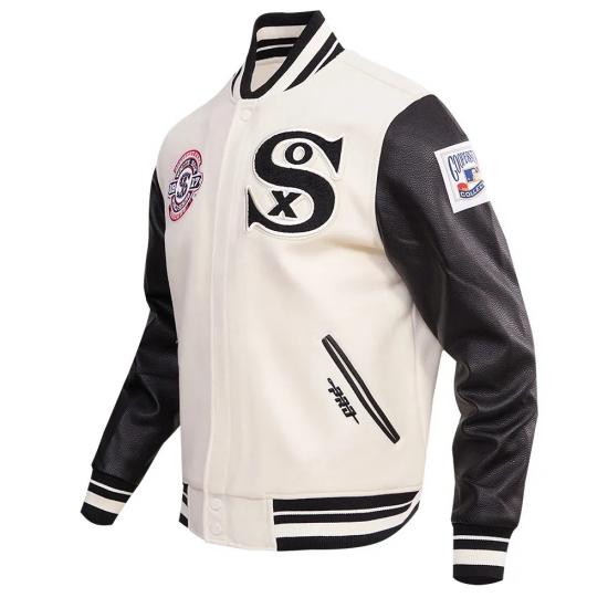 Chicago White Sox Retro Classic Off White Wool Varsity Jacket Chicago White Sox Retro Classic Off White Wool Varsity Jacket