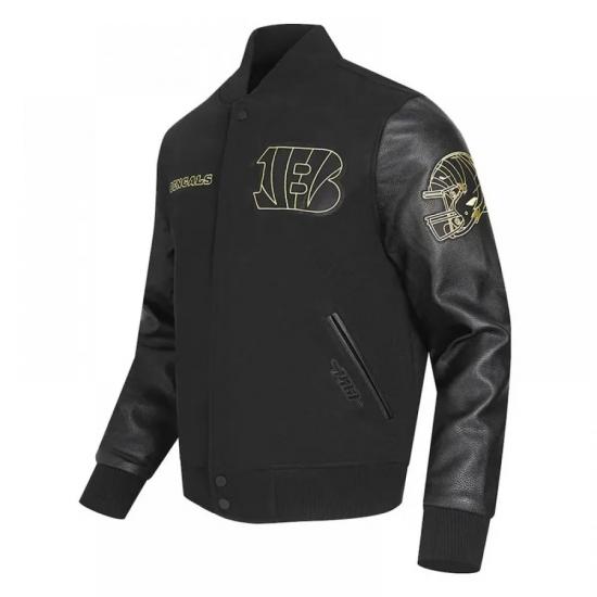 Cincinnati Bengals Full-Zip Black Varsity Jacket Cincinnati Bengals Full-Zip Black Varsity Jacket