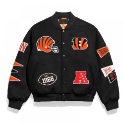 Cincinnati Bengals Pennant Black Varsity Wool Jacket
